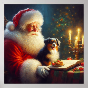Weihnachtsmann mit Hunden 5 Poster