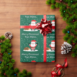 Weihnachtsmann mit Igel Cartoon Kinder Weihnachten Geschenkpapier