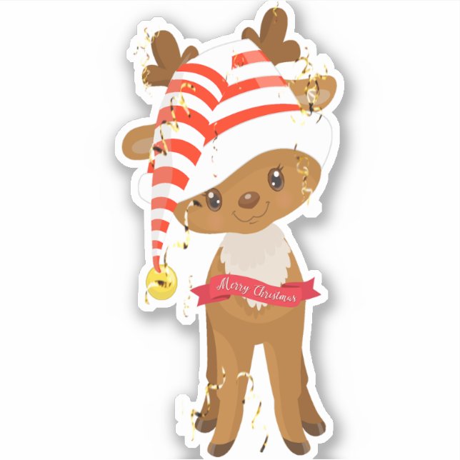 Weihnachtsmann mit Imitaten Gold Ribbons Aufkleber (Vorderseite)