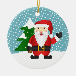 Weihnachtsmann mit individuellem Familiennamen und Keramik Ornament