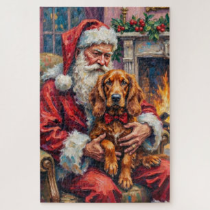 Weihnachtsmann mit Irisch Rotem Setter Weihnachtsk