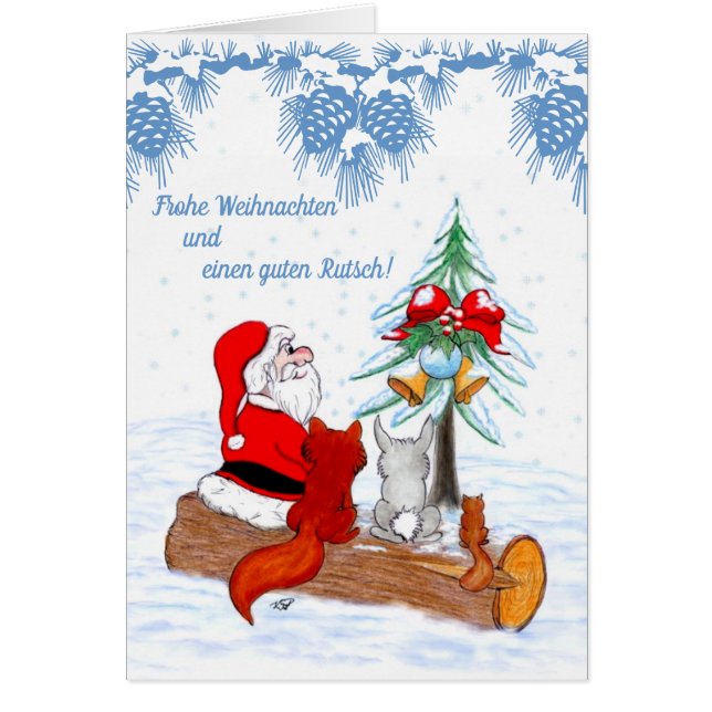 Weihnachtsmann mit Kaninchen Fox und Eichhörnchen (Vorne)