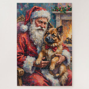 Weihnachtsmann mit Keeshond-Weihnachtskunst