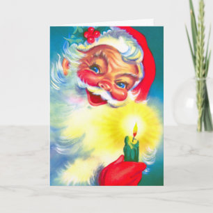Weihnachtsmann mit Kerze Feiertagskarte