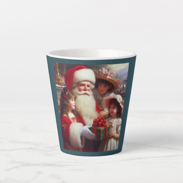 Weihnachtsmann mit Kindern 1 Milchtasse (Vorderseite)