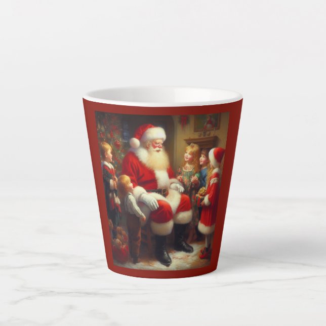 Weihnachtsmann mit Kindern 3 Milchtasse (Vorderseite)