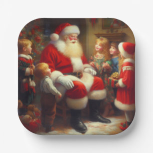 Weihnachtsmann mit Kindern 3 Pappteller