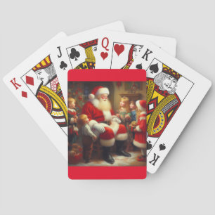 Weihnachtsmann mit Kindern 3 Spielkarten