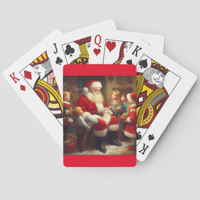 Weihnachtsmann mit Kindern 3 Spielkarten (Rückseite)