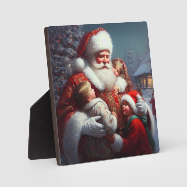 Weihnachtsmann mit Kindern 4 Fotoplatte (Vorderseite)