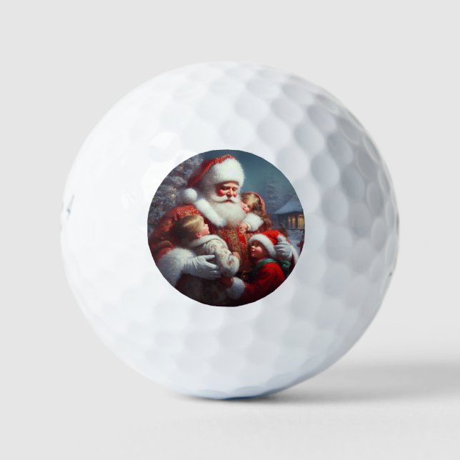 Weihnachtsmann mit Kindern 4 Golfball (Vorderseite)