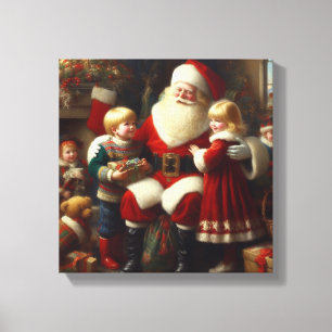 Weihnachtsmann mit Kindern 6 Leinwanddruck