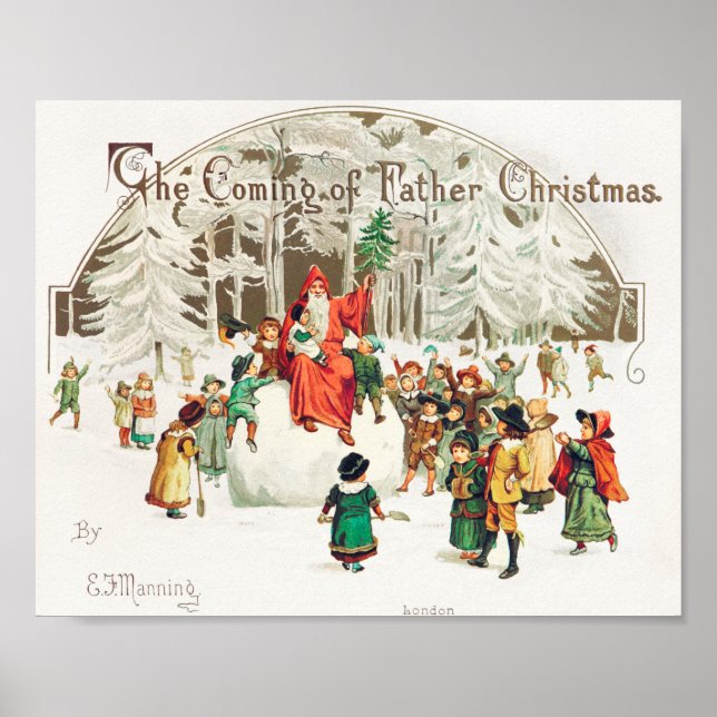 Weihnachtsmann mit Kindern zur Veranschaulichung v Poster (Vorne)