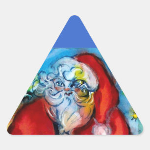 WEIHNACHTSMANN MIT LATERNE IN DER WEIHNACHTSNACHT DREIECKIGER AUFKLEBER