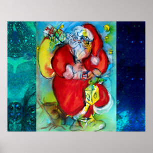 WEIHNACHTSMANN MIT LATERNE IN DER WEIHNACHTSNACHT POSTER