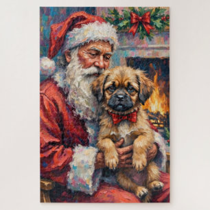 Weihnachtsmann mit Lhasa Apso Weihnachtskunst