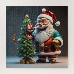 Weihnachtsmann mit lustig lachendem Weihnachtsbaum