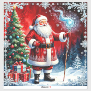 Weihnachtsmann mit magischem Stab Aufkleber