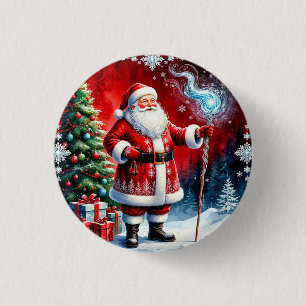 Weihnachtsmann mit magischem Stab Button