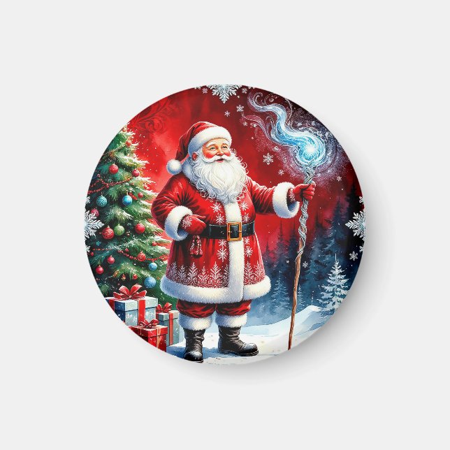 Weihnachtsmann mit magischem Stab Magnet (Vorne)