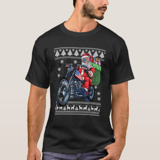 Weihnachtsmann mit Motorrad-Weihnachtsbaum T-Shirt