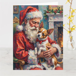 Weihnachtsmann mit Papillon-Weihnachtskunst Karte