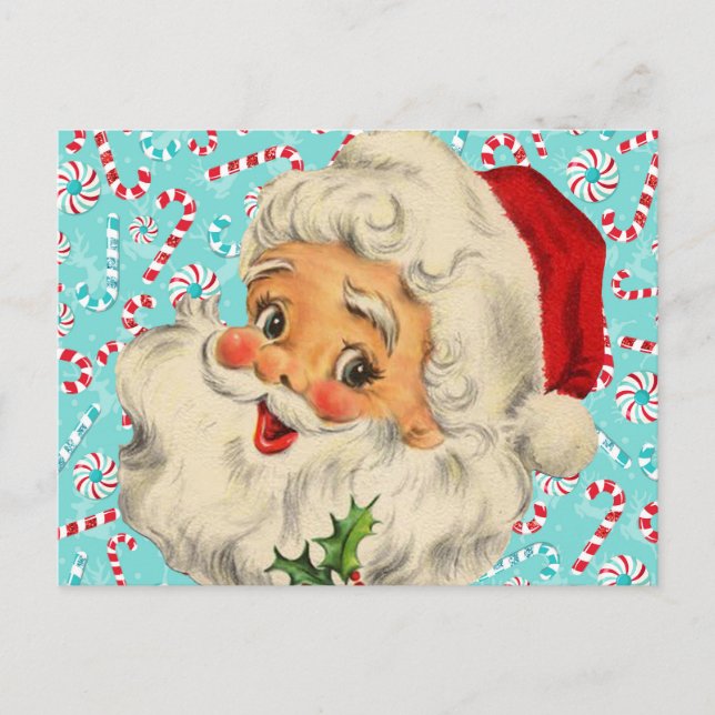 Weihnachtsmann mit Pfefferminz Postkarte (Vorderseite)