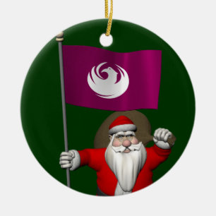 Weihnachtsmann mit Phönix Keramik Ornament