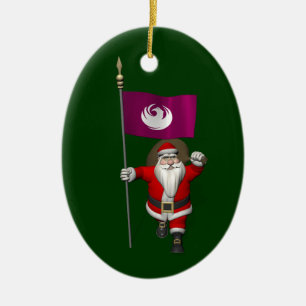 Weihnachtsmann mit Phönix Keramikornament