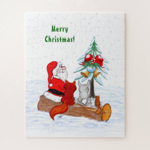Weihnachtsmann mit Rabbit Fox und Eichhörnchen