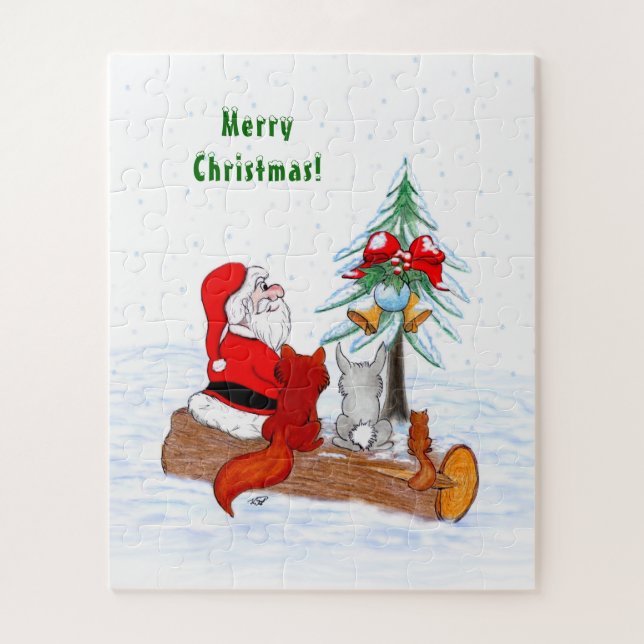 Weihnachtsmann mit Rabbit Fox und Eichhörnchen (Vertikal)