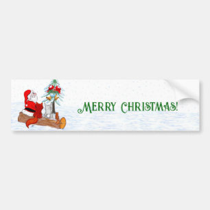 Weihnachtsmann mit Rabbit Fox und Eichhörnchen Autoaufkleber