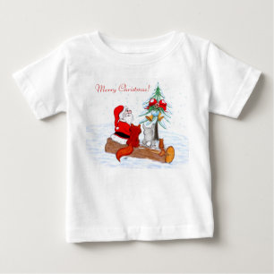 Weihnachtsmann mit Rabbit Fox und Eichhörnchen Baby T-shirt