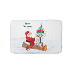 Weihnachtsmann mit Rabbit Fox und Eichhörnchen Badematte