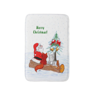 Weihnachtsmann mit Rabbit Fox und Eichhörnchen Badematte