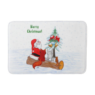 Weihnachtsmann mit Rabbit Fox und Eichhörnchen Badematte