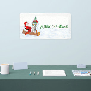Weihnachtsmann mit Rabbit Fox und Eichhörnchen Banner