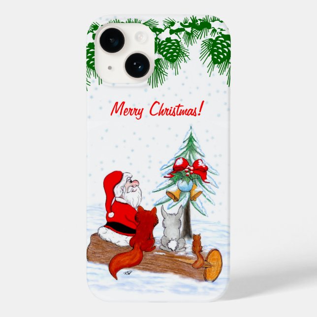 Weihnachtsmann mit Rabbit Fox und Eichhörnchen Case-Mate iPhone 14 Hülle (Rückseite)