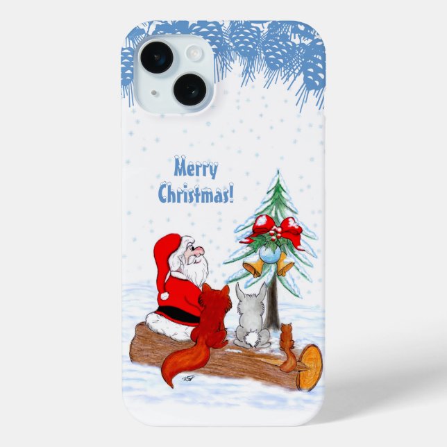 Weihnachtsmann mit Rabbit Fox und Eichhörnchen Case-Mate iPhone Hülle (Rückseite)