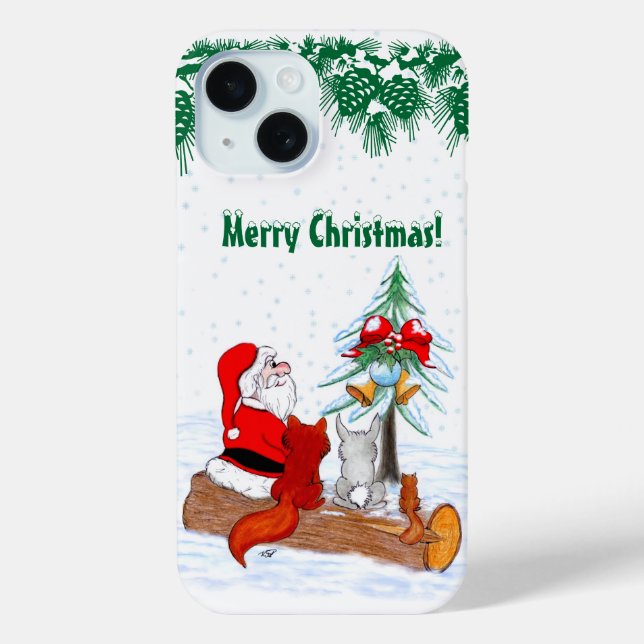 Weihnachtsmann mit Rabbit Fox und Eichhörnchen Case-Mate iPhone Hülle (Rückseite)