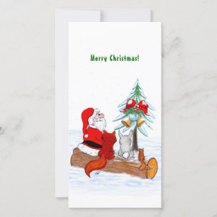 Weihnachtsmann mit Rabbit Fox und Eichhörnchen Dankeskarte