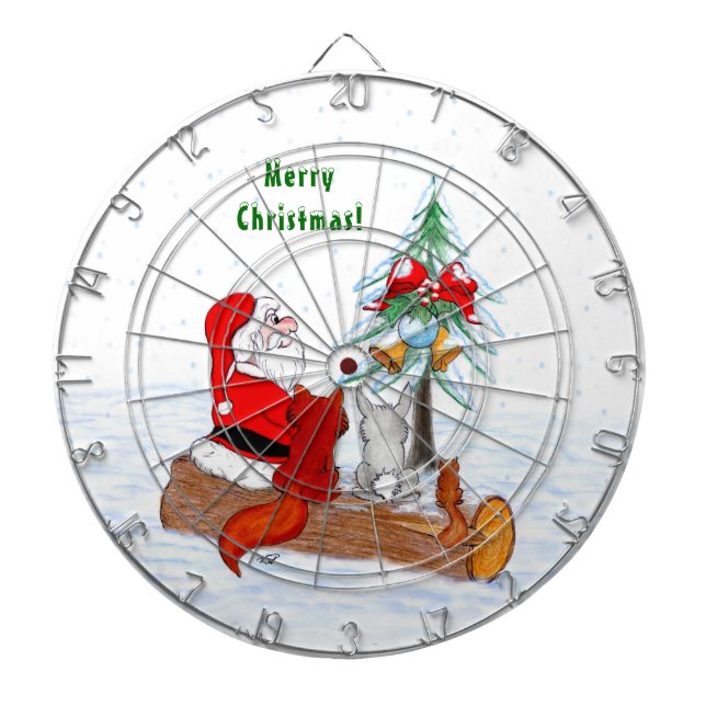 Weihnachtsmann mit Rabbit Fox und Eichhörnchen Dartscheibe (vorne)