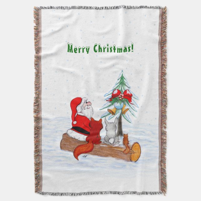 Weihnachtsmann mit Rabbit Fox und Eichhörnchen Decke (Vorderseite Vertikal)