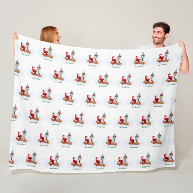Weihnachtsmann mit Rabbit Fox und Eichhörnchen Fleecedecke (Beispiel)