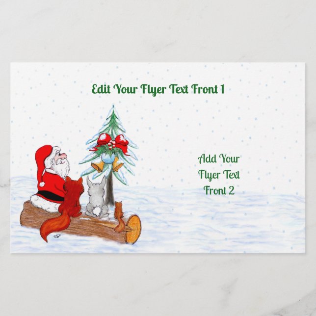 Weihnachtsmann mit Rabbit Fox und Eichhörnchen Flyer (Vorne)