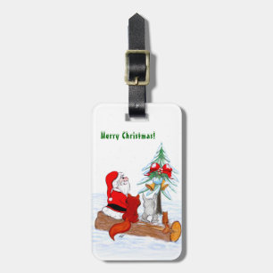 Weihnachtsmann mit Rabbit Fox und Eichhörnchen Gepäckanhänger