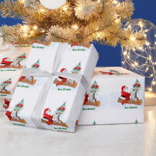 Weihnachtsmann mit Rabbit Fox und Eichhörnchen Geschenkpapier