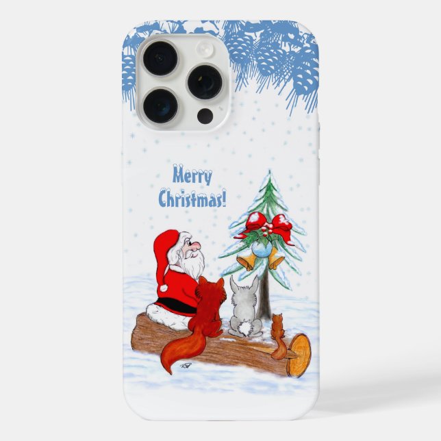Weihnachtsmann mit Rabbit Fox und Eichhörnchen iPhone 15 Pro Max Hülle (Rückseite)