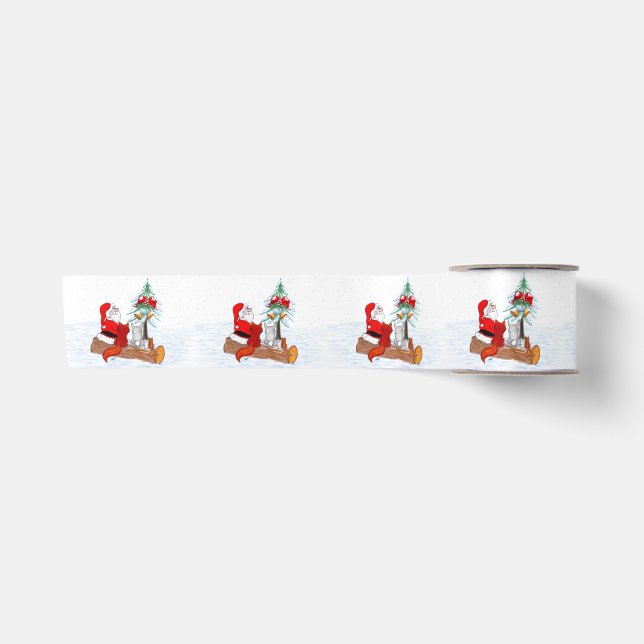 Weihnachtsmann mit Rabbit Fox und Eichhörnchen Satinband (Vorderseite)