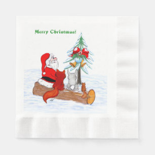 Weihnachtsmann mit Rabbit Fox und Eichhörnchen Serviette